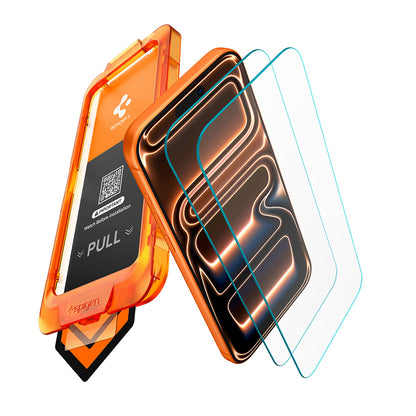 Pellicola protettiva per schermo Spigen GlastR AlignMaster S per Apple iPhone 18 Pro Max / 17 Pro Max, Vetro temperato, Full Glue, Set 2 pezzi AGL10101