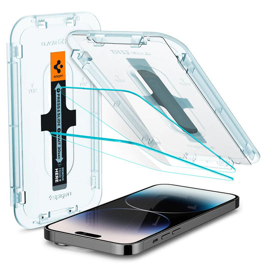 Pellicola protettiva Schermo Spigen GlastR EZ FIT per Apple iPhone 14 Pro, Vetro Temperato, Full Glue, Set 2 pezzi