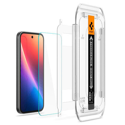 Pellicola Protettiva Schermo Spigen GlastR EZ FIT per Google Pixel 9a, Vetro Temperato, Full Glue, Set 2 pezzi AGL08938