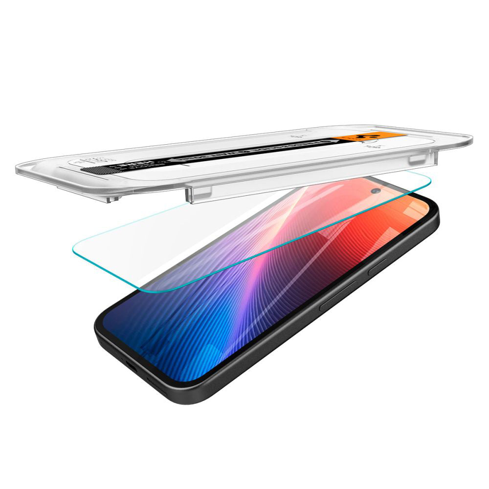 Pellicola Protettiva Schermo Spigen GlastR EZ FIT per Google Pixel 9a, Vetro Temperato, Full Glue, Set 2 pezzi AGL08938