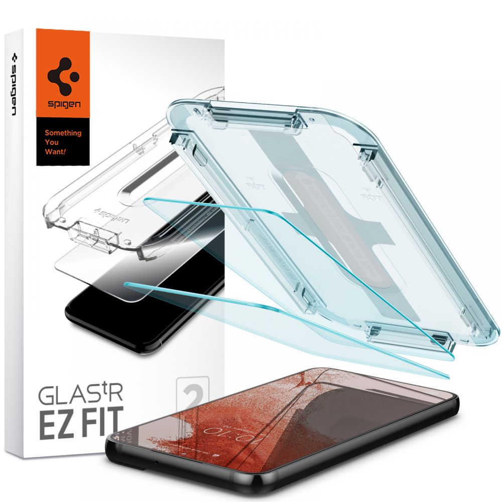 Pellicola protettiva per schermo Spigen GlastR EZ FIT per Samsung Galaxy S22 5G S901, Vetro temperato, Full Glue, Set 2 pezzi AGL04151
