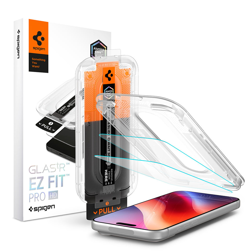 Pellicola protettiva per schermo Spigen GlastR EZ FIT Pro HD per Apple iPhone 18 Pro Max / 17 Pro Max / 16 Pro Max, Vetro temperato, Colla completa, Set 2 pezzi AGL12048