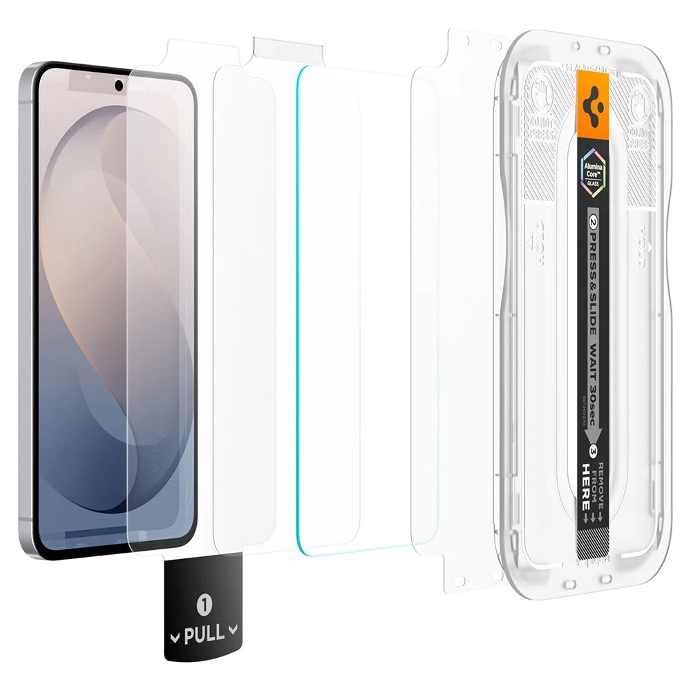 Pellicola protettiva per schermo Spigen GlastR EZ FIT Pro HD per Samsung Galaxy S26 FE S741, Vetro temperato, Colla completa, Set 2 pezzi AGL11811