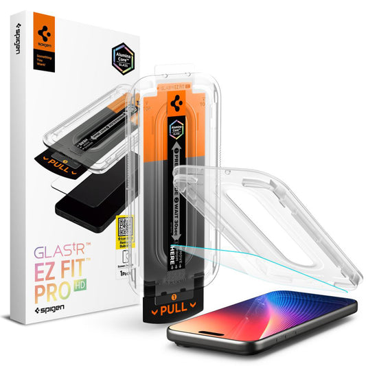Pellicola Protettiva Schermo Spigen GlastR EZ FIT Pro per Apple iPhone 17 Pro Max / 16 Pro Max, Vetro Temperato, Full Glue