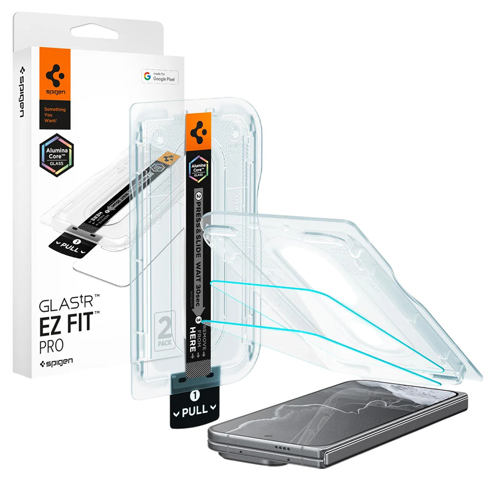 Pellicola protettiva per schermo Spigen GlastR EZ FIT Pro per Google Pixel 11 Pro Fold, Vetro temperato, Full Glue, Set 2 pezzi AGL11490