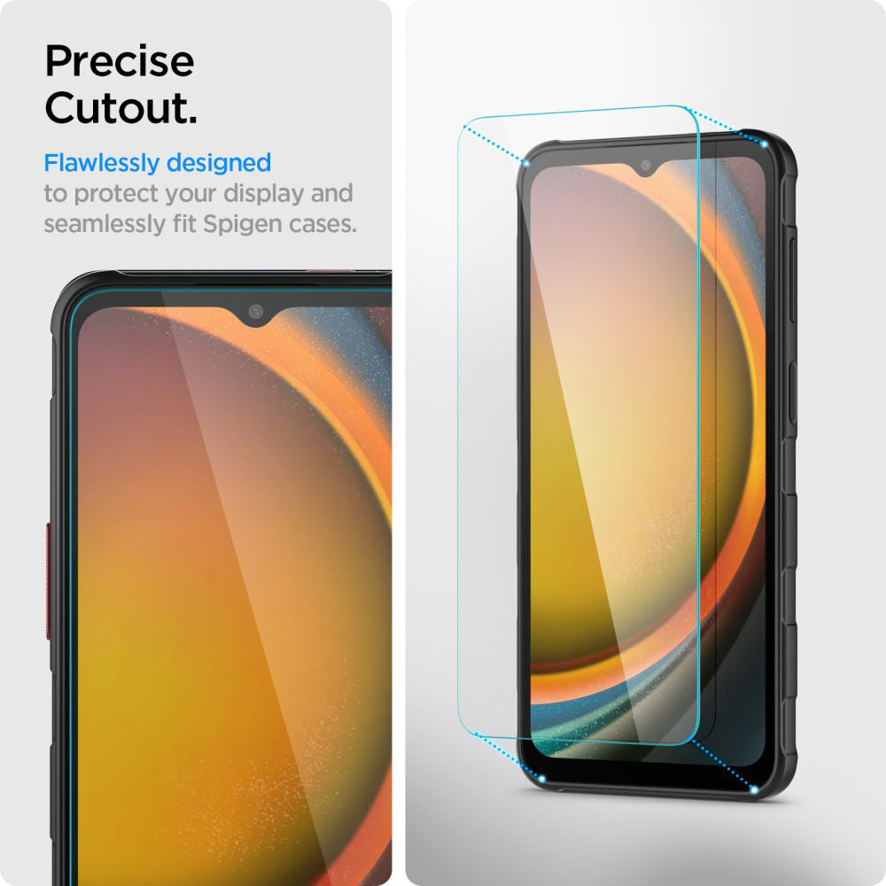 Pellicola protettiva per schermo Spigen GlastR Slim per Samsung Galaxy XCover7 Pro / Xcover7 G556, Vetro temperato, Full Glue, Set 2 pezzi AGL09407