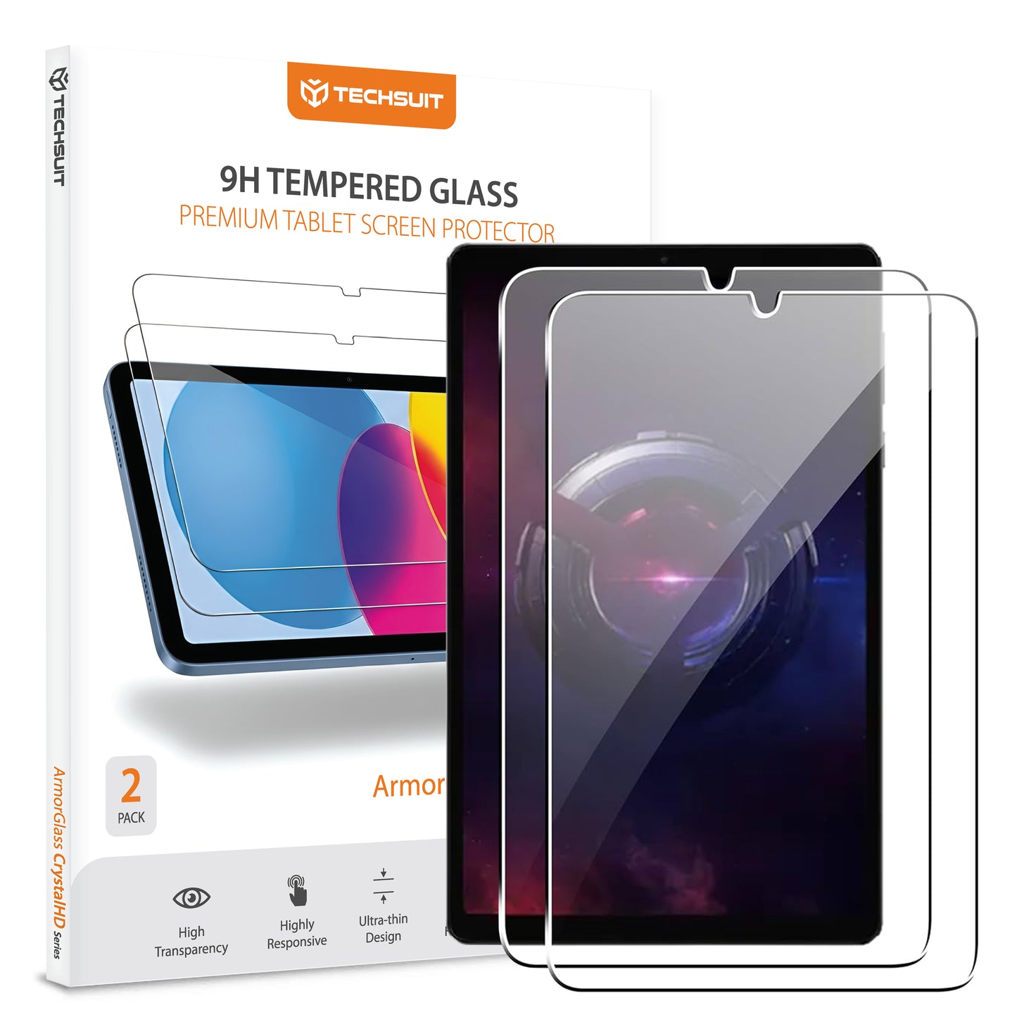 Techsuit ArmorGlass CrystalHD Screen Protector for Lenovo Legion Y700 (2025), Tempered Glass, Full Glue, Set of 2 Pieces