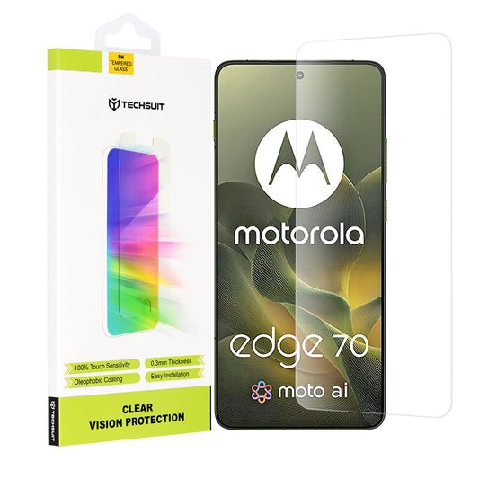 Pellicola protettiva Schermo Techsuit Clear Vision per Motorola Edge 70, Vetro Temperato, Full Glue