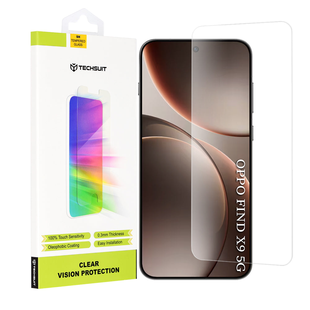 Pellicola Protettiva Schermo Techsuit Clear Vision per Oppo Find X9, Vetro Temperato, Full Glue