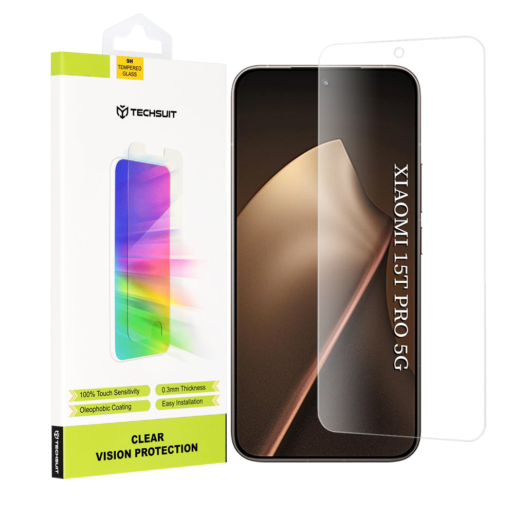 Pellicola protettiva schermo Techsuit Clear Vision per Xiaomi 15T Pro, Vetro Temperato, Full Glue, Trasparente