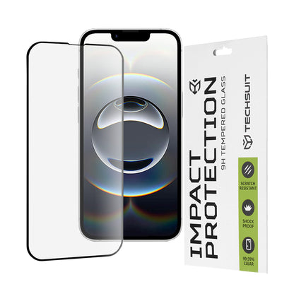 Pellicola protettiva per schermo Techsuit M1 per Apple iPhone 17e / 16e / 14 / 13 Pro, Vetro Temperato, Full Glue, 111D, Nero