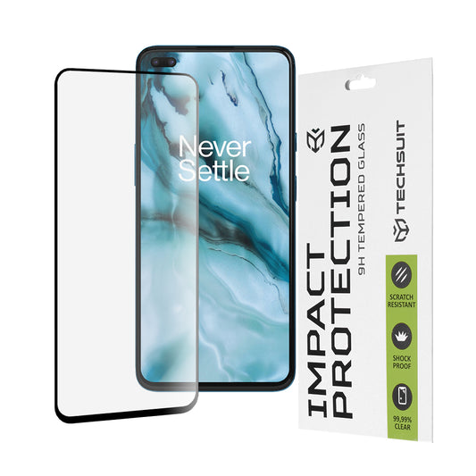 Pellicola protettiva per schermo Techsuit M1 per OnePlus Nord, Vetro temperato, Full Glue, 111D, Nero