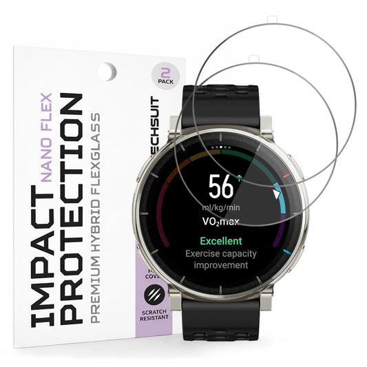Pellicola protettiva Schermo Techsuit Nano Flex per Amazfit Active 3 Premium, Plastica, Set 2 pezzi, Nera