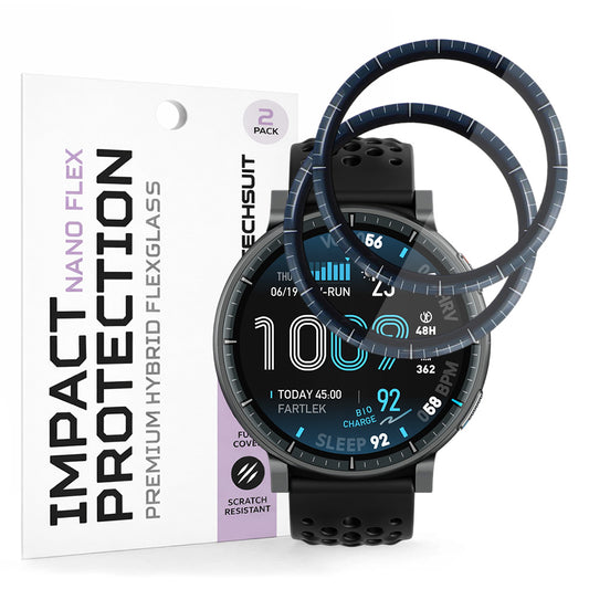 Pellicola protettiva Schermo Techsuit Nano Flex per Amazfit Active Max, Plastica, Set 2 pezzi, Nera