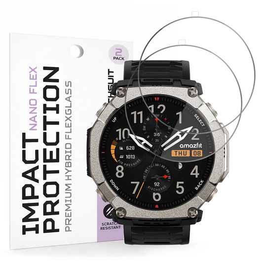Pellicola protettiva Schermo Techsuit Nano Flex per Amazfit T-Rex Ultra 2, Plastica, Set 2 pezzi, Nera