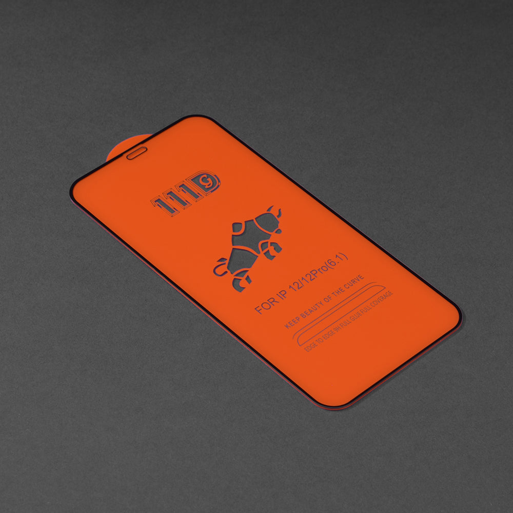 Pellicola protettiva per schermo Techsuit per Apple iPhone 12 / 12 Pro, Vetro temperato, Full Glue, 111D, Nero