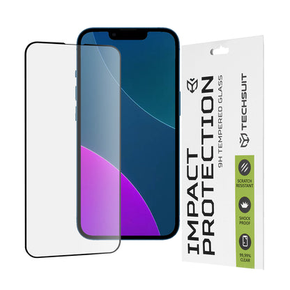 Techsuit Screen Protector Film for Apple iPhone 13 mini, Tempered Glass, Full Glue, 111D, Black