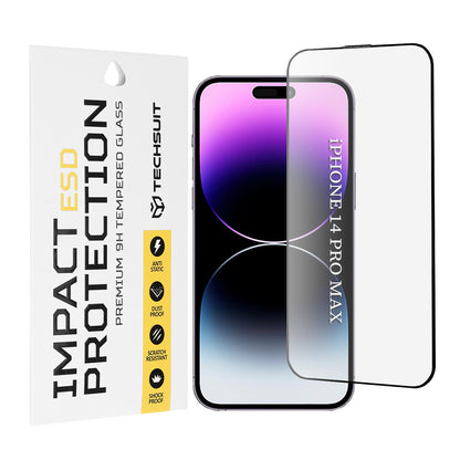 Pellicola protettiva per schermo Techsuit per Apple iPhone 14 Pro Max, Vetro temperato, Full Glue, Nero
