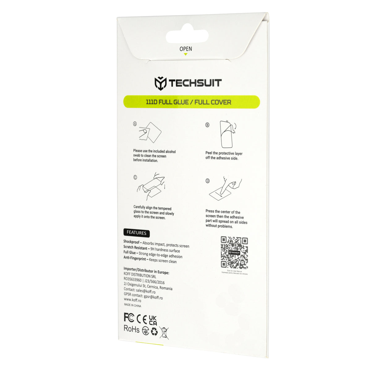 Pellicola protettiva per schermo Techsuit per Apple iPhone Ultra, Vetro temperato, Full Glue, 111D, Nera