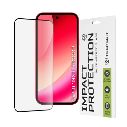 Pellicola protettiva per schermo Techsuit per Google Pixel 10a, Vetro Temperato, Full Glue, 111D, Nera