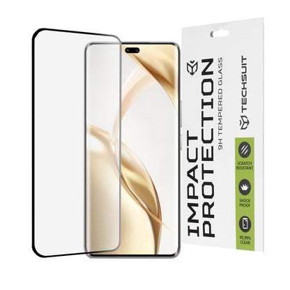 Pellicola protettiva per schermo Techsuit per Honor 200 Pro, Vetro temperato, Full Glue, 111D, Nero