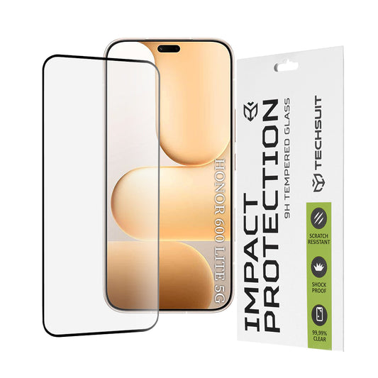 Pellicola protettiva Techsuit per Honor 600 Lite, Vetro Temperato, Full Glue, 111D, Nera