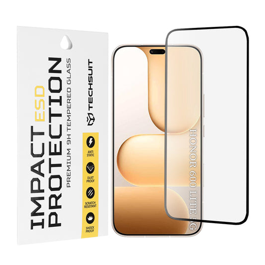 Pellicola protettiva Techsuit per Honor 600 Lite, Vetro Temperato, Full Glue, Nera