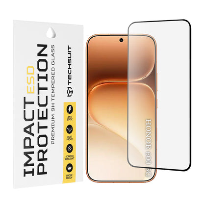 Pellicola protettiva per schermo Techsuit per Honor 600 Pro / 600, Vetro temperato, Full Glue, Nero