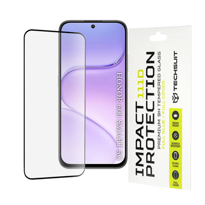 Pellicola protettiva per schermo Techsuit per Honor 600 Smart, Vetro temperato, Full Glue, 111D, Nero
