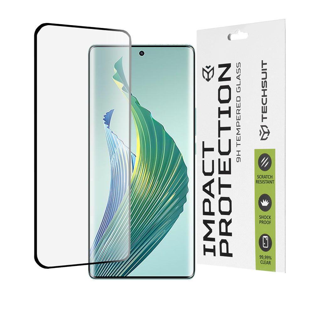 Techsuit Screen Protector Film for Honor Magic5 Lite, Tempered Glass, Full Glue, 111D, Black