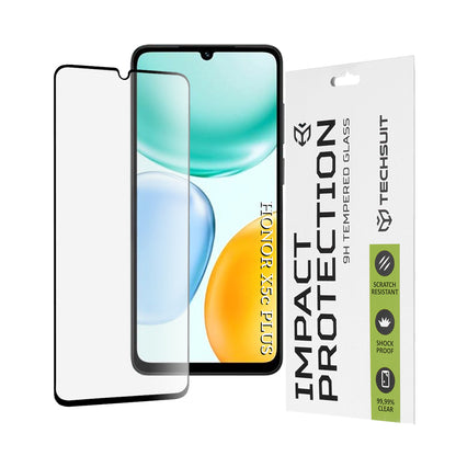 Pellicola protettiva schermo Techsuit per Honor X5c Plus, Vetro Temperato, Full Glue, 111D, Nera