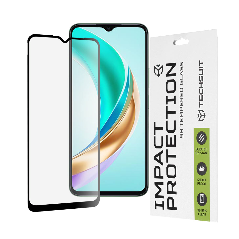 Techsuit Screen Protector Film for Honor X6b, Tempered Glass, Full Glue, 111D, Black