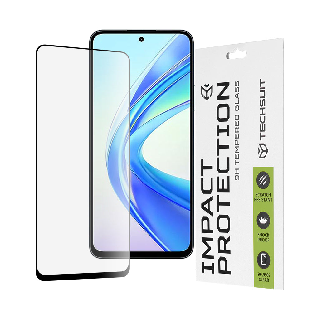 Pellicola protettiva per schermo Techsuit per Honor X7b 5G / 90 Smart / X7b 4G, Vetro temperato, Full Glue, 111D, Nero