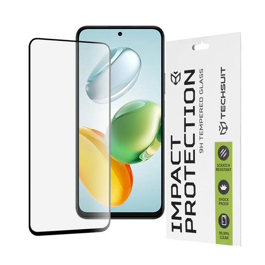 Pellicola protettiva per schermo Techsuit per Honor X7c / 200 Smart, Vetro temperato, Full Glue, 111D, Nero