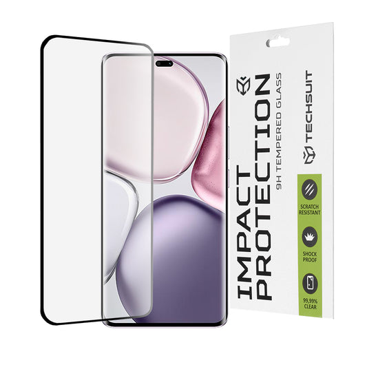 Pellicola protettiva per schermo Techsuit per Honor X9c / Magic7 Lite, Vetro temperato, Full Glue, 111D, Nero