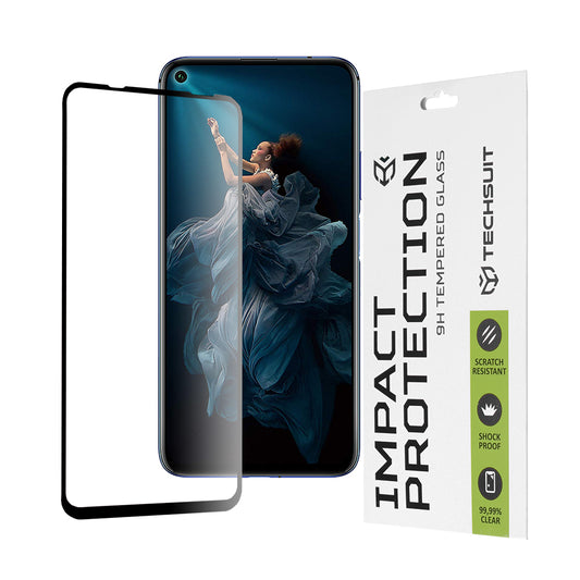 Pellicola protettiva per schermo Techsuit per Huawei Mate 30 Lite / nova 5T / Honor 20 / 20 Pro, Vetro Temperato, Full Glue, 111D, Nero
