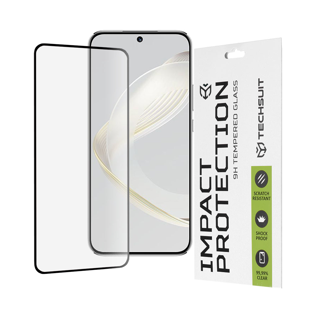 Pellicola protettiva per schermo Techsuit per Huawei nova 12s / nova 11, Vetro temperato, Full Glue, 111D, Nero