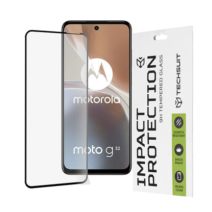 Pellicola protettiva per schermo Techsuit per Motorola Moto G32, Vetro temperato, Full Glue, 111D, Nero