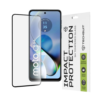 Pellicola protettiva per schermo Techsuit per Motorola Moto G64 / G54 Power Edition / G14 / G54, Vetro temperato, Full Glue, 111D, Nero