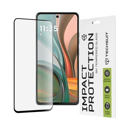 Techsuit Screen Protector Film for Motorola Moto G75, Tempered Glass, Full Glue, 111D, Black