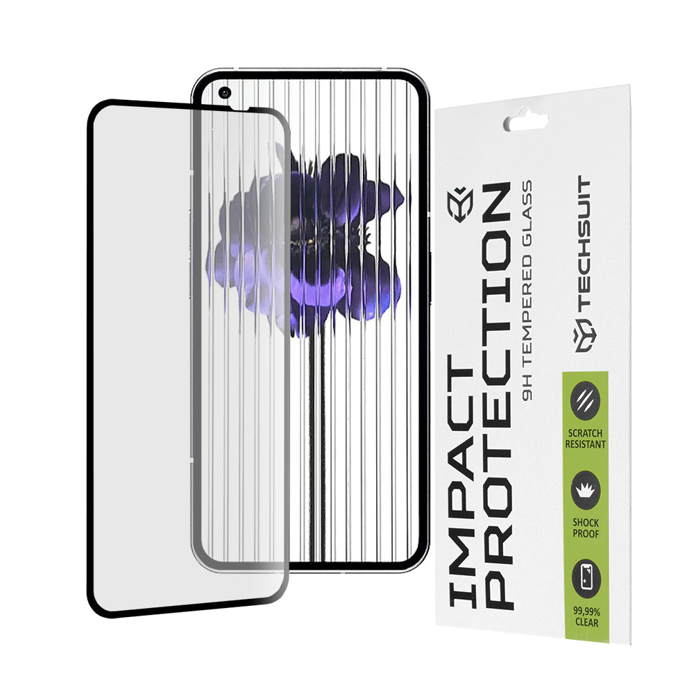 Pellicola protettiva per schermo Techsuit per Nothing Phone (1), Vetro temperato, Full Glue, 111D, Nero