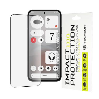 Pellicola protettiva per schermo Techsuit per Nothing Phone (4b), Vetro temperato, Full Glue, 111D, Nero