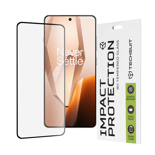 Pellicola protettiva per schermo Techsuit per OnePlus 13R, Vetro Temperato, Full Glue, 111D, Nero
