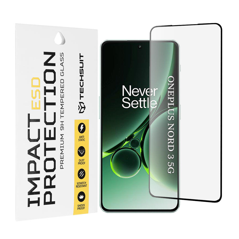Pellicola protettiva per schermo Techsuit per OnePlus Nord 3, Vetro temperato, Full Glue, Nero
