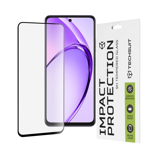 Techsuit Screen Protector Film for Oppo A3 4G / A3 5G, Tempered Glass, Full Glue, 111D, Black