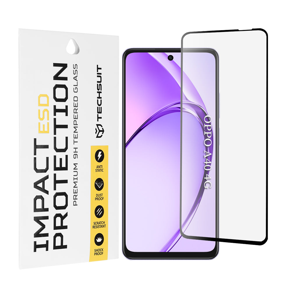 Pellicola protettiva per schermo Techsuit per Oppo A3 4G / A3 5G, Vetro temperato, Full Glue, Nero