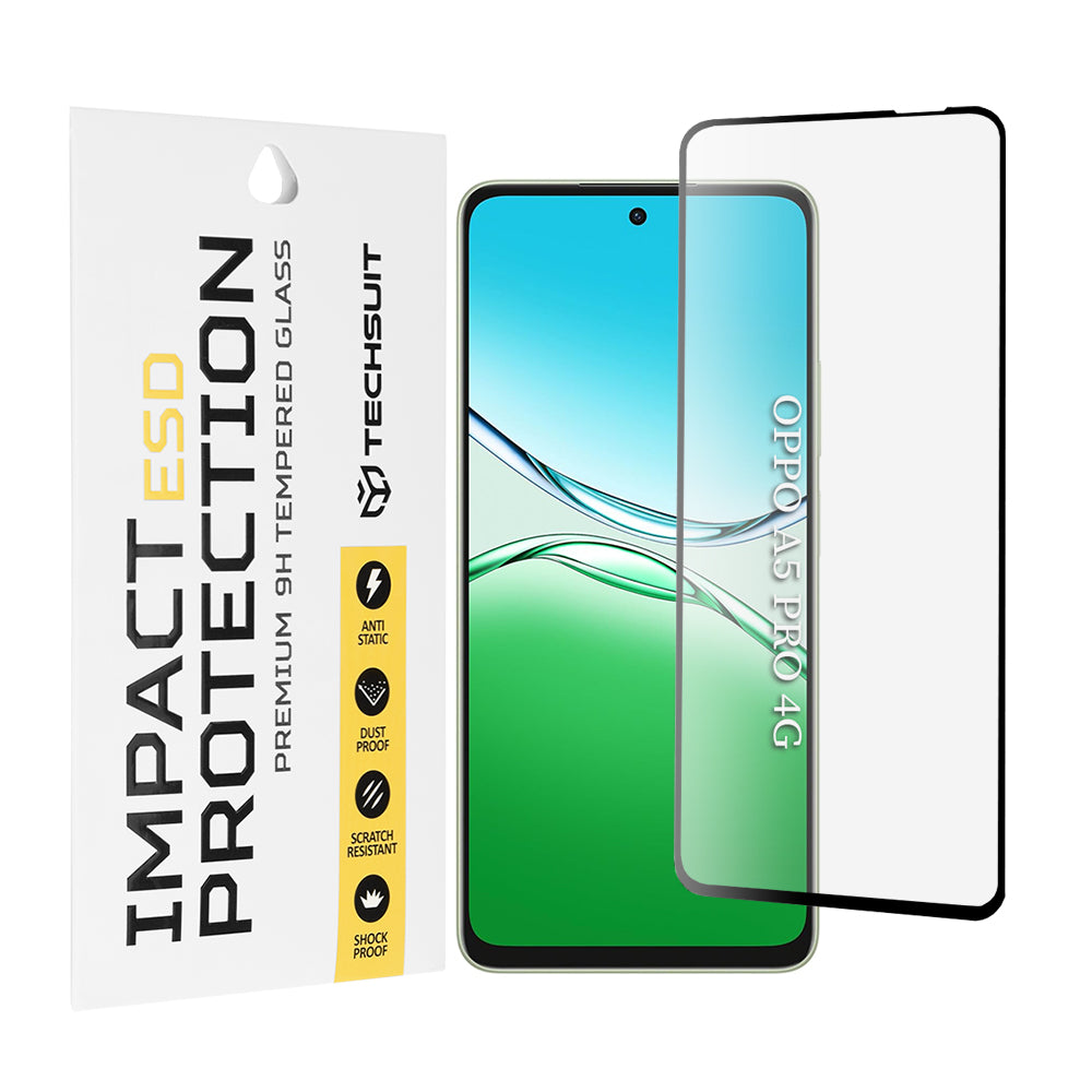 Pellicola protettiva per schermo Techsuit per Oppo A5 Pro 4G / A5 Pro, Vetro temperato, Full Glue, Nero