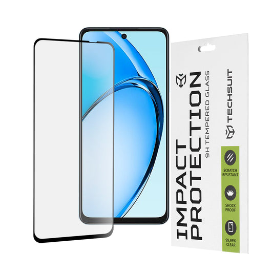 Pellicola protettiva per schermo Techsuit per Oppo A60, Vetro Temperato, Full Glue, 111D, Nero