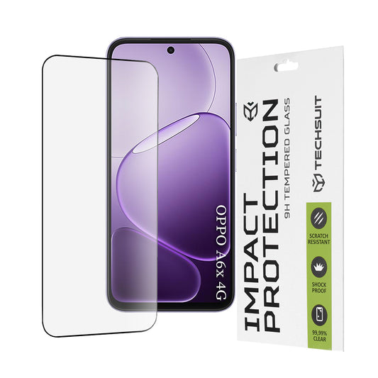Pellicola protettiva schermo Techsuit per Oppo A6x 4G / A6x, Vetro Temperato, Full Glue, 111D, Nera