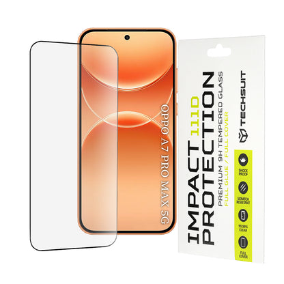Pellicola protettiva per schermo Techsuit per Oppo A7 Pro Max, vetro temperato, Full Glue, 111D, nera